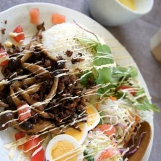 カフェ飯風♪　挽き肉ときのこのそぼろライス